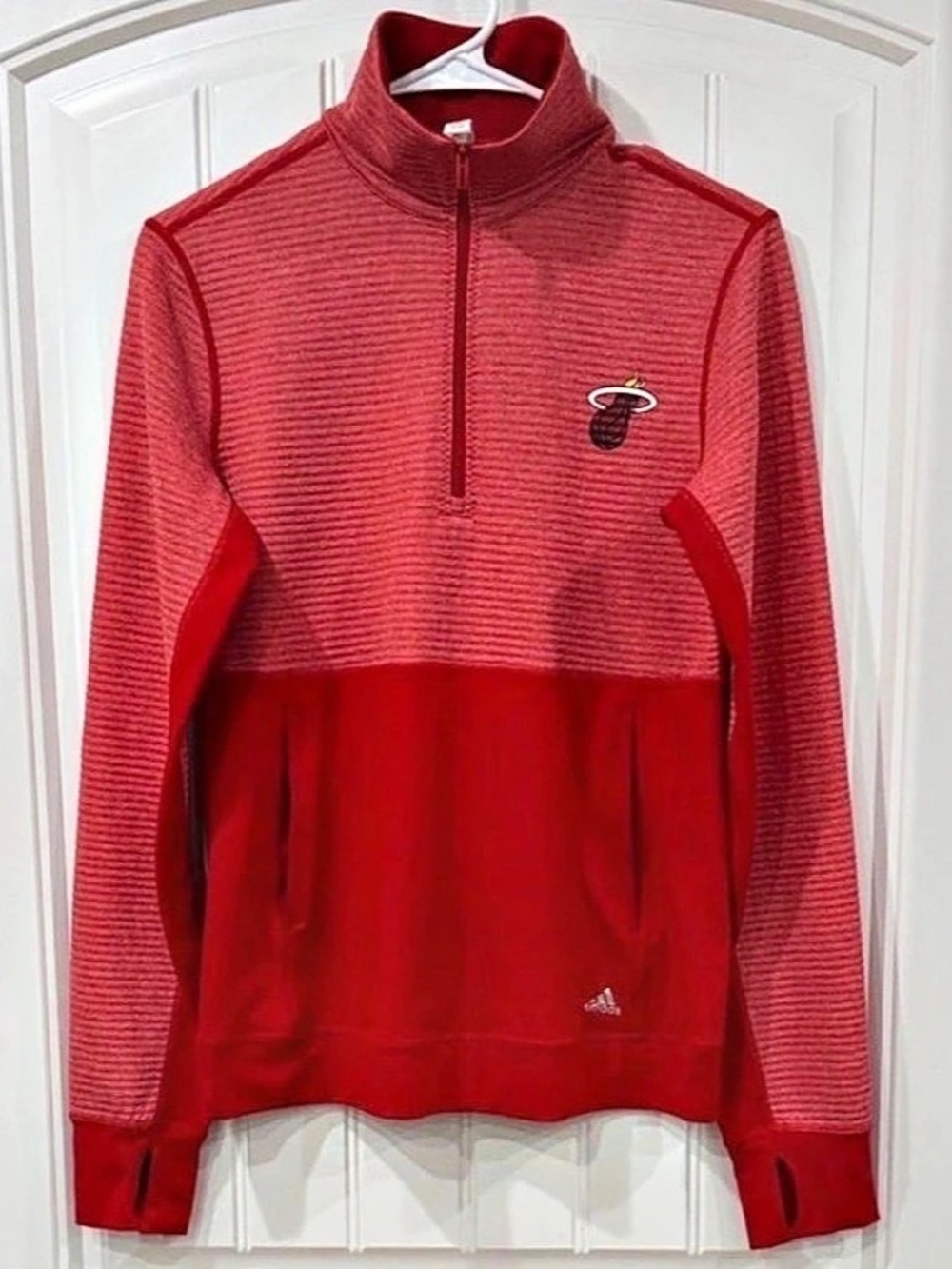 adidas NBA Miami Heat Quarter-Zip Pullover Red Size Small